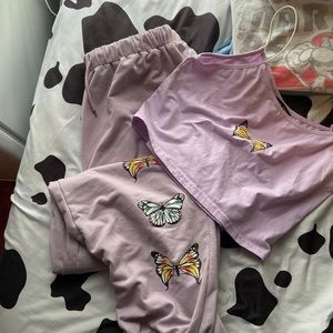 Purple butterfly track suit